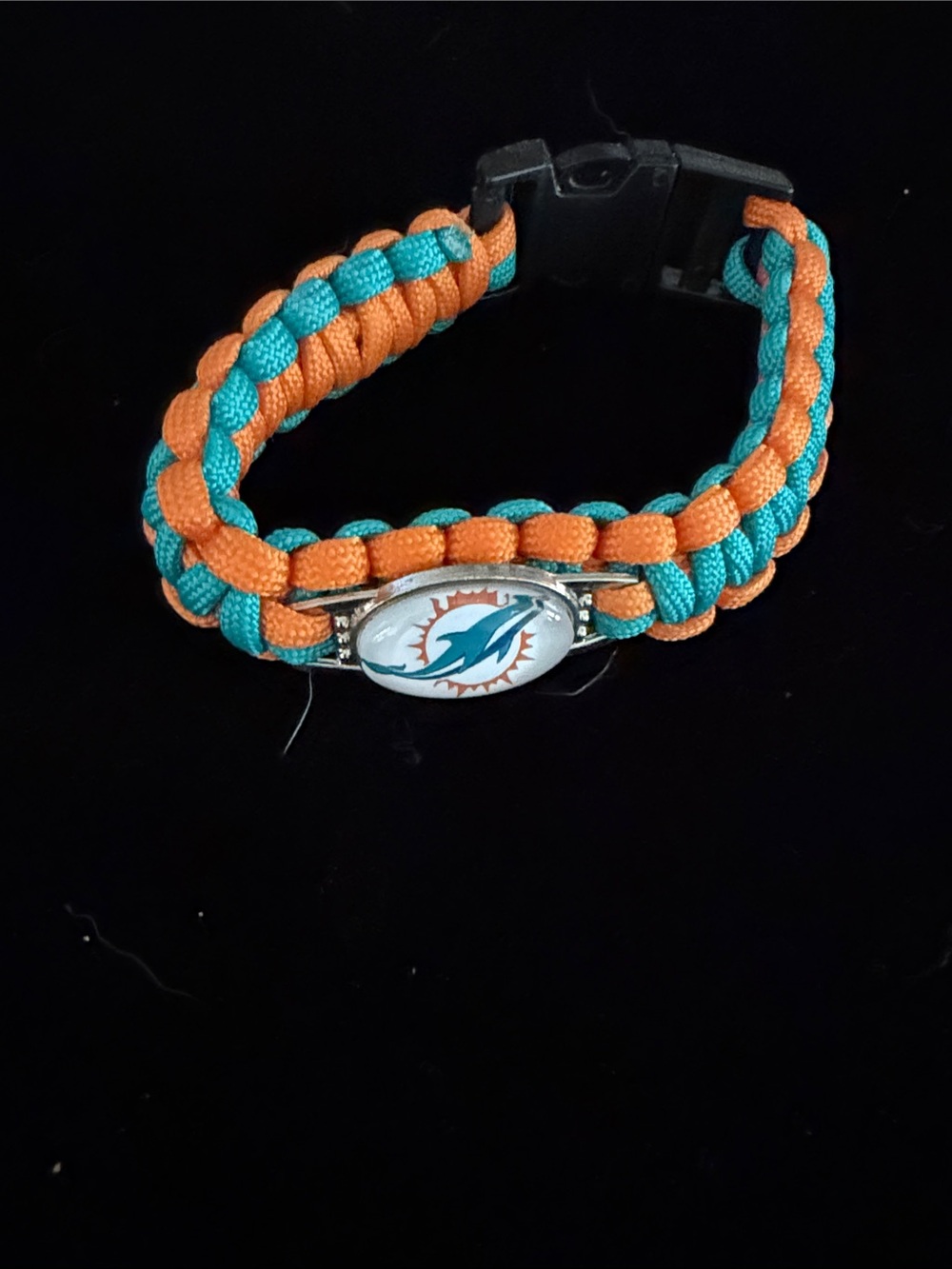 Miami Dolphins Teal and Orange Braided Paracord Bracelet